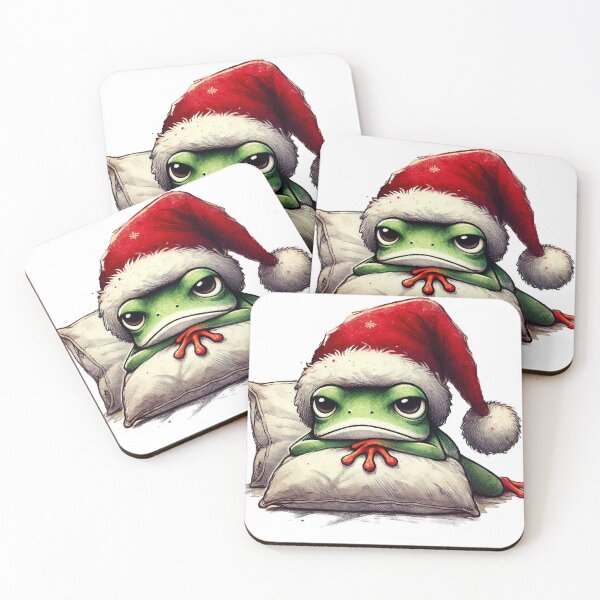Item preview, Sleepy Christmas Frog with Santa Hat designed and sold by Sweetnotsour.