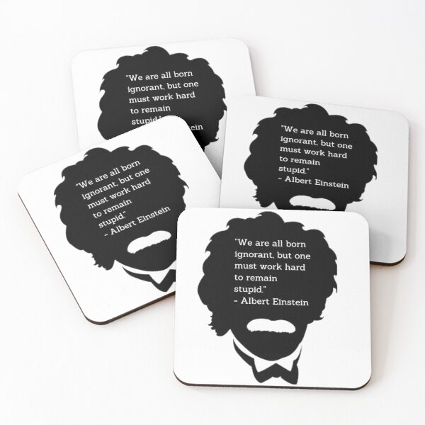 Item preview, Albert Einstein Quote – "We Are All Born Ignorant" Inspirational Silhouette Sticker & T-Shirt designed and sold by MarkLines.