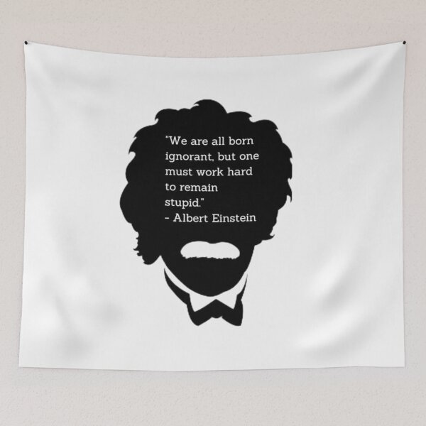 Item preview, Albert Einstein Quote – "We Are All Born Ignorant" Inspirational Silhouette Sticker & T-Shirt designed and sold by MarkLines.