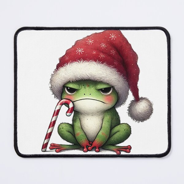 Item preview, Grumpy Christmas Frog Holding Candy Cane designed and sold by Sweetnotsour.