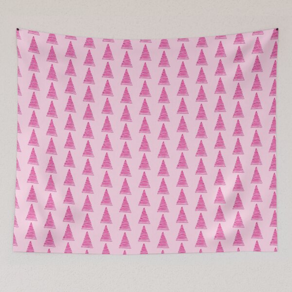 Item preview, Hot pink minimalist abstract Christmas trees designed and sold by KWZCreates.