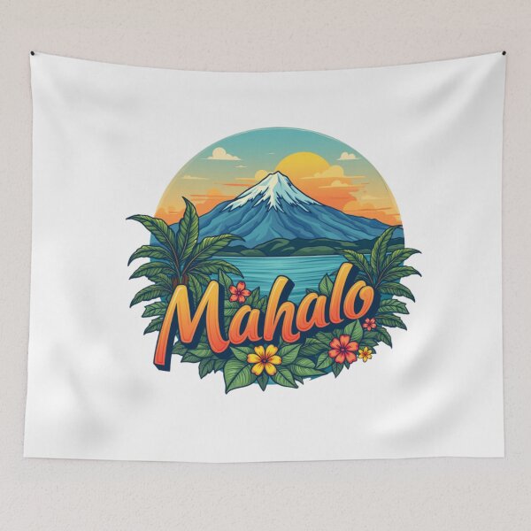 Item preview, Mahalo Hawaiian Sunset Illustration designed and sold by maritas22.