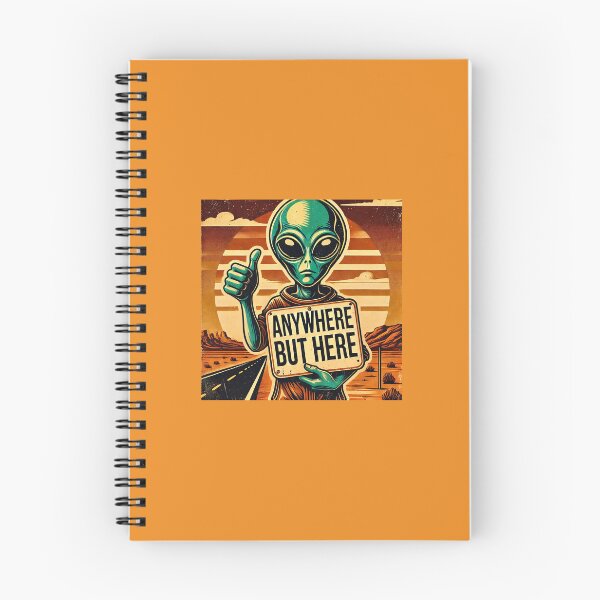 Item preview, Anywhere But Here - Retro Alien Roadside Hitchhiker Illustration designed and sold by ANIARTONLINE.