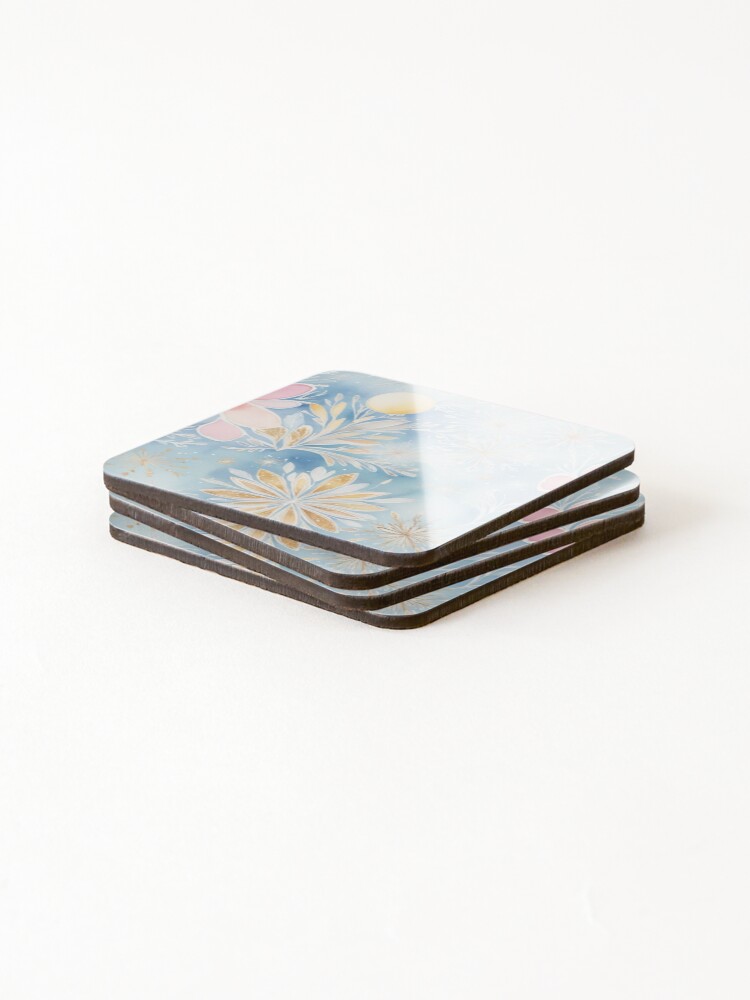 Thumbnail 4 of 5, Coasters (Set of 4), Snowy Pattern designed and sold by Rabanico.