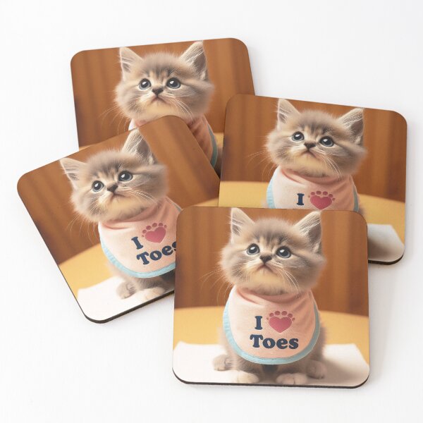 Item preview, Kitten wearing bib with I Love Toes designed and sold by Outlandishrob.