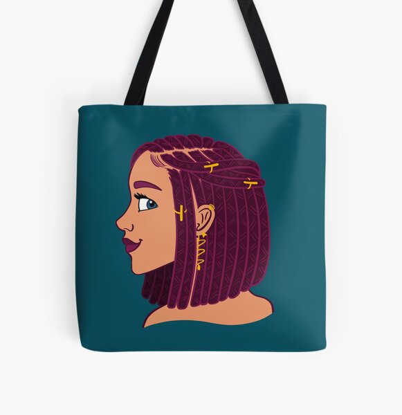 Femme noire stylée avec des boxbraids Tote bag doublé