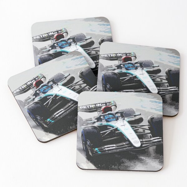 Item preview, George Russell racing in the rain during the 2024 Brazilian Grand Prix at Interlagos watercolor designed and sold by Rodissimus1984.
