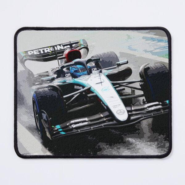 Item preview, George Russell racing in the rain during the 2024 Brazilian Grand Prix at Interlagos watercolor designed and sold by Rodissimus1984.
