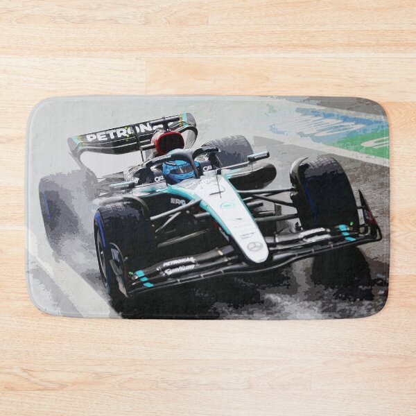 Item preview, George Russell racing in the rain during the 2024 Brazilian Grand Prix at Interlagos watercolor designed and sold by Rodissimus1984.