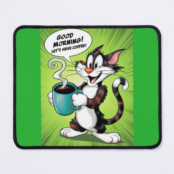 Item preview, Cat with coffee in the morning. designed and sold by MyHappyArtShop.
