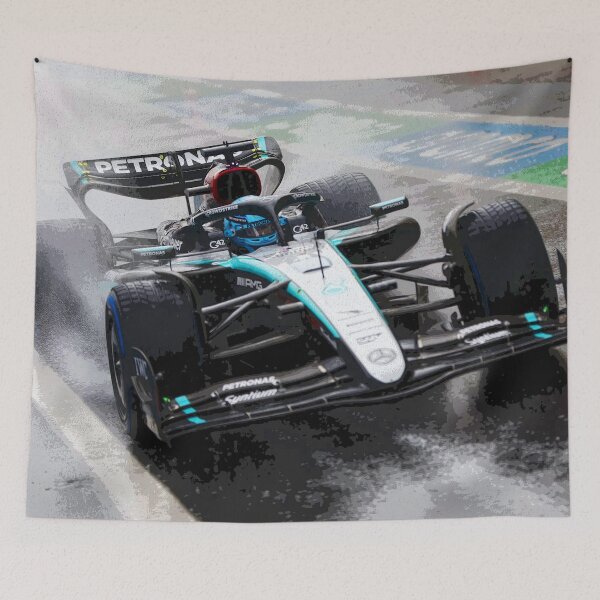 Item preview, George Russell racing in the rain during the 2024 Brazilian Grand Prix at Interlagos abstract designed and sold by Rodissimus1984.