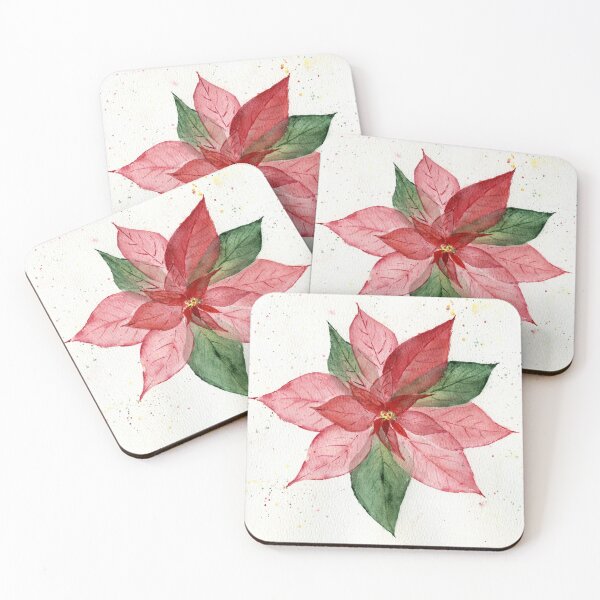 Item preview, Poinsettia red and green Christmas star plant designed and sold by MihariBloom.