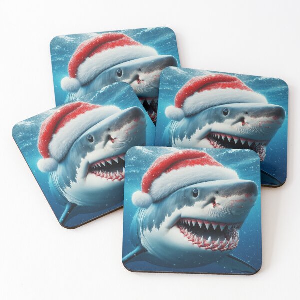 Item preview, Holiday Great White Shark wearing Santa hat designed and sold by Outlandishrob.