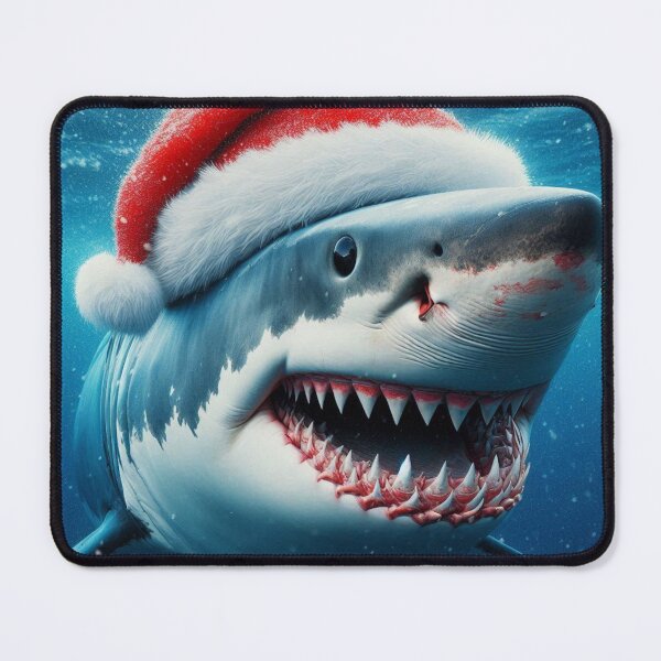 Item preview, Holiday Great White Shark wearing Santa hat designed and sold by Outlandishrob.