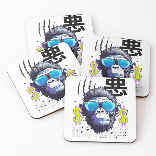 Item preview, Monkey with Japanese Kanji "Aku" (Evil) designed and sold by AyaJP.