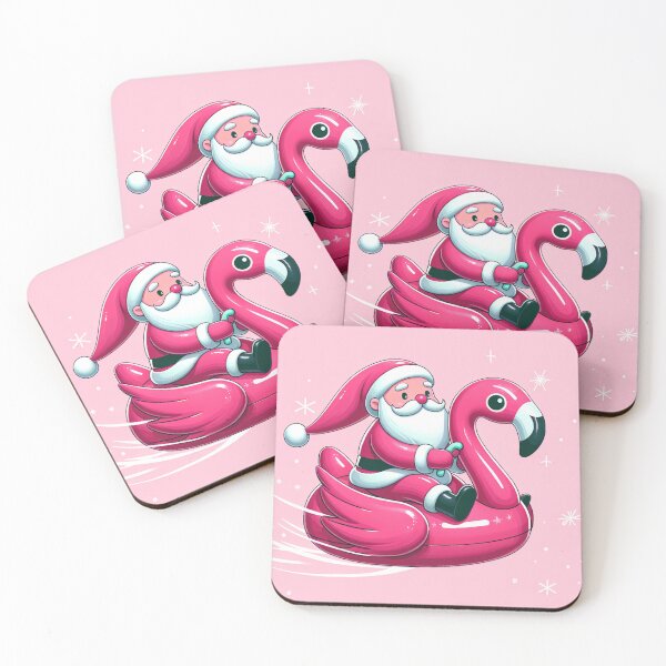 Item preview, Pink Christmas Flamingo With Santa Claus designed and sold by DSoriaDesign.