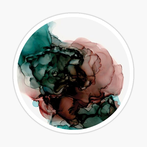 Planet wasp6b - abstract fluid art with red and teal Sticker