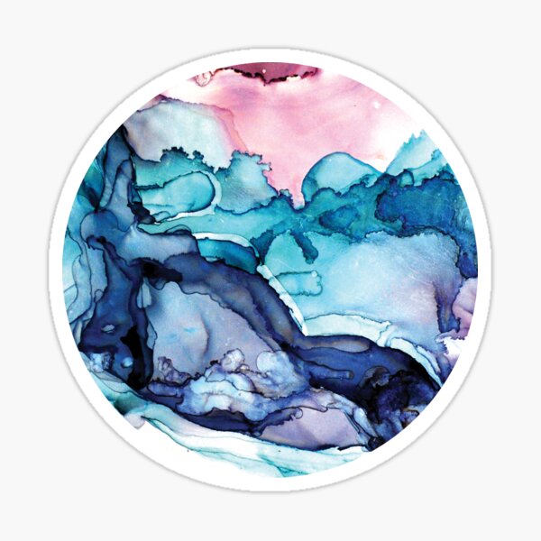 Planet HAT-P-12b - Blue Jupiter - abstract fluid art with teal, blue, and pink Sticker