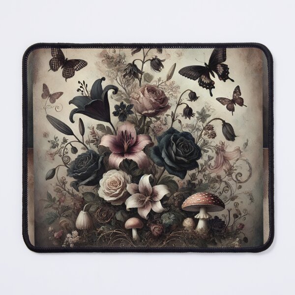 Item preview, Dark Botanical Vintage Floral and Butterfly Gothic Home Decor designed and sold by NancyzKreations.