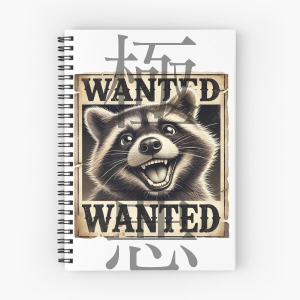 Item preview, Wanted Raccoon with Japanese Kanji "Gokuaku" (Villainous) designed and sold by AyaJP.