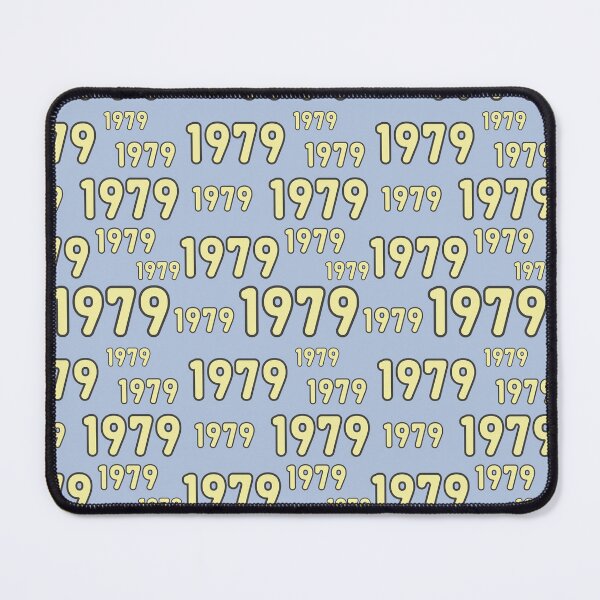 Item preview, 1979 colorful vintage numerals in retro style, colors light yellow and pastel blue. designed and sold by My-fake-places.