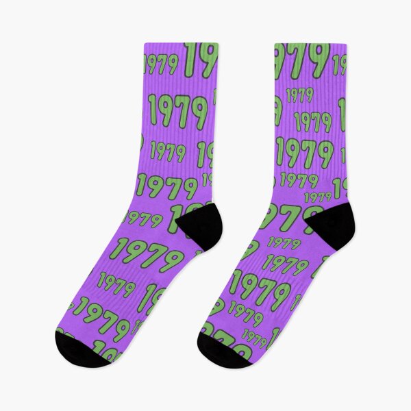 Item preview, 1979 colorful vintage numerals in retro style, colors deep violet and mint green. designed and sold by My-fake-places.