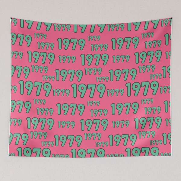 Item preview, 1979 colorful vintage numerals in retro style, colors magenta pink and mint green. designed and sold by My-fake-places.