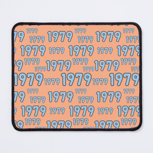 Item preview, 1979 colorful vintage numerals in retro style, colors pastel peach and baby blue. designed and sold by My-fake-places.