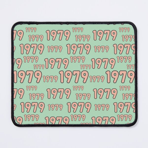 Item preview, 1979 colorful vintage numerals in retro style, colors peach pink and mint green. designed and sold by My-fake-places.
