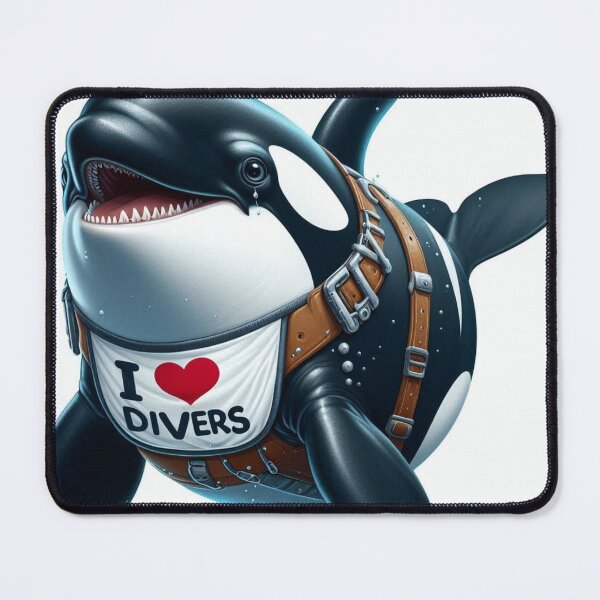 Item preview, Diver humor Killer Whale with I love Divers Bib designed and sold by Outlandishrob.