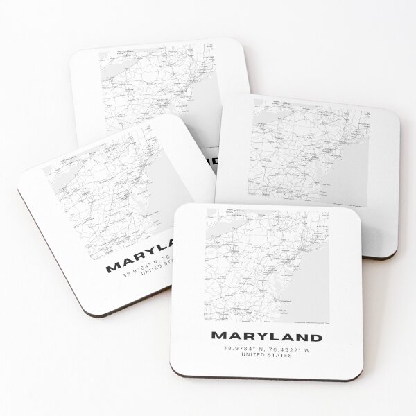 Item preview, Minimalist Maryland Map Art - Black and White Coordinates Design designed and sold by RM-Journey.