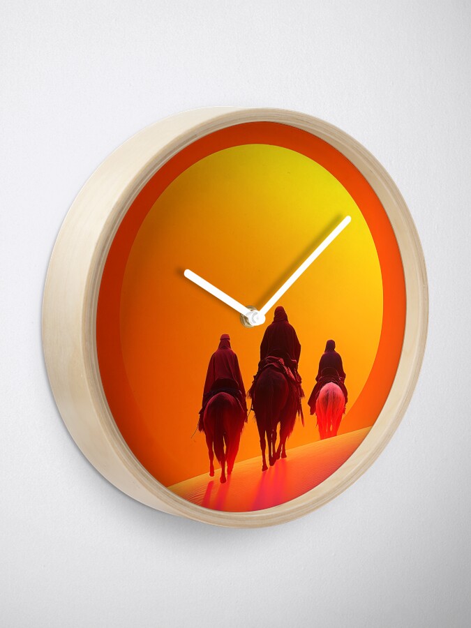 Thumbnail 1 of 4, Clock, Sunset In The Desert designed and sold by Patricks-Art.