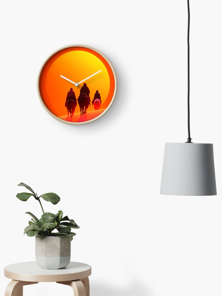 Thumbnail 2 of 4, Clock, Sunset In The Desert designed and sold by Patricks-Art.