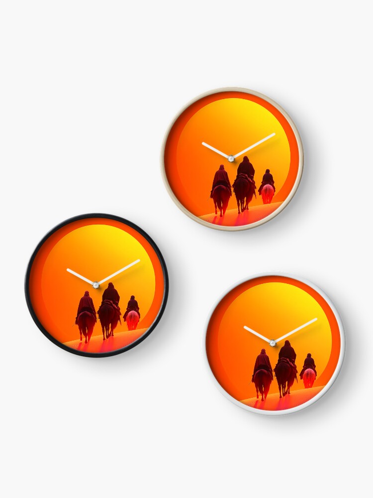 Thumbnail 3 of 4, Clock, Sunset In The Desert designed and sold by Patricks-Art.