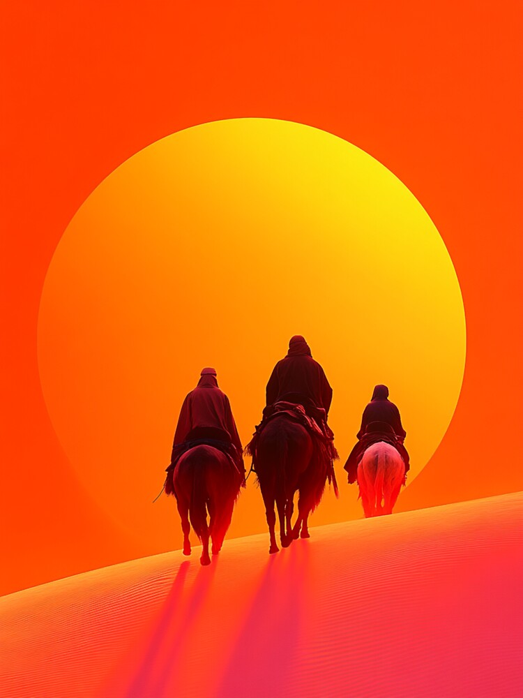 Thumbnail 3 of 3, Sticker, Sunset In The Desert designed and sold by Patricks-Art.