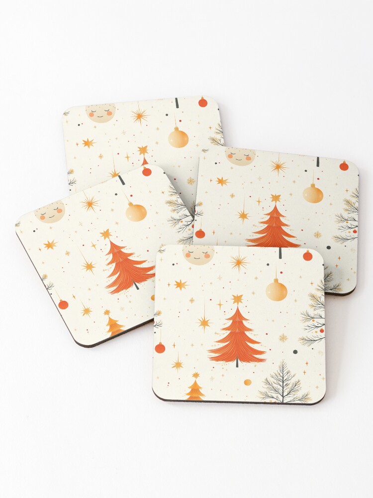 Thumbnail 1 of 5, Coasters (Set of 4), Christmas Tree Seamless Pattern designed and sold by Patricks-Art.