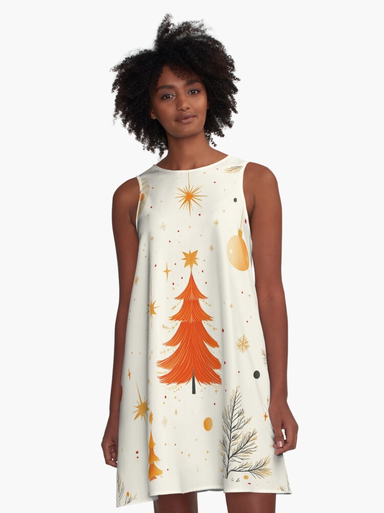 Thumbnail 1 of 4, A-Line Dress, Christmas Tree Seamless Pattern designed and sold by Patricks-Art.