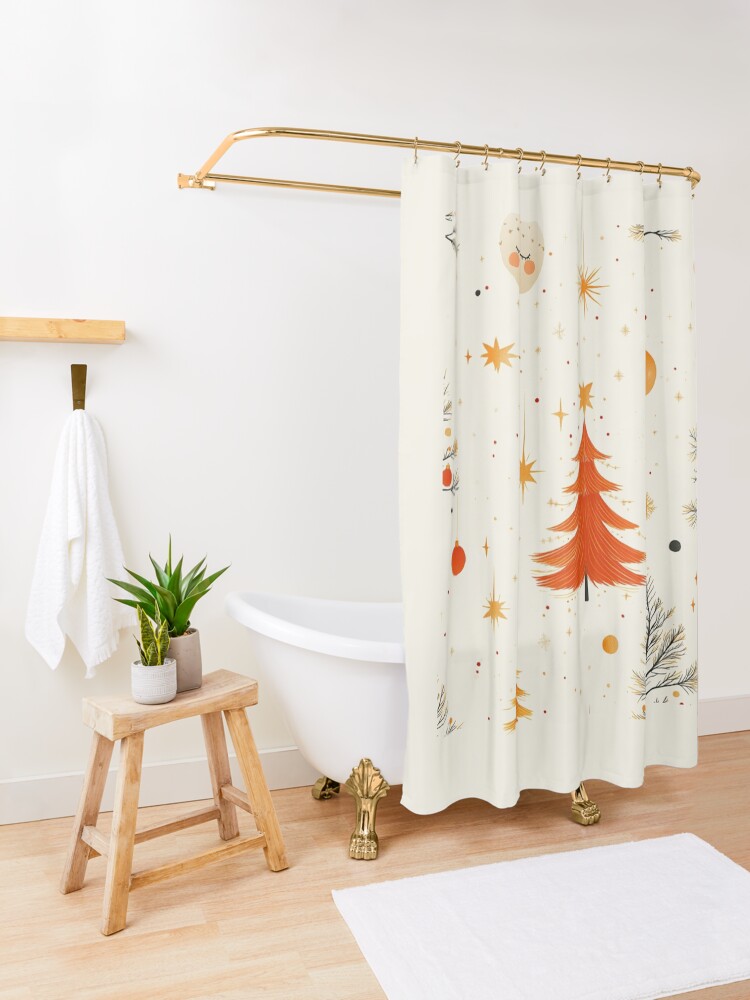 Thumbnail 3 of 5, Shower Curtain, Christmas Tree Seamless Pattern designed and sold by Patricks-Art.