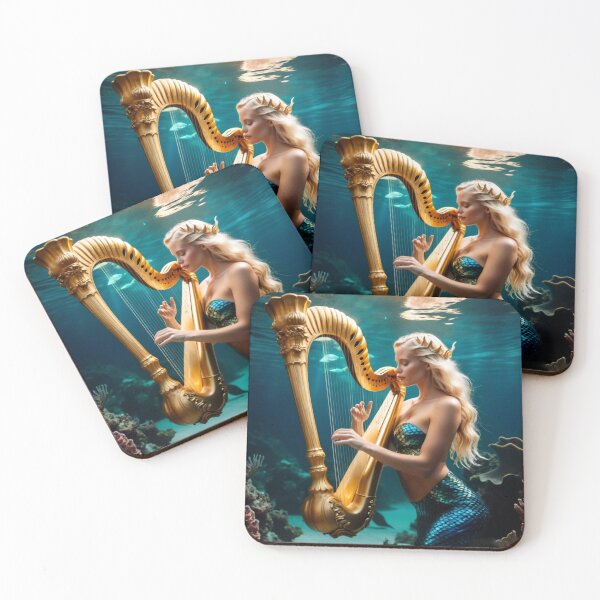 Item preview, Beautiful Mermaid & Golden Harp  designed and sold by TheDarkWardrobe.