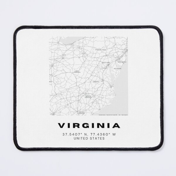 Item preview, Minimalist Virginia Map Art - Black and White Coordinates Design designed and sold by RM-Journey.