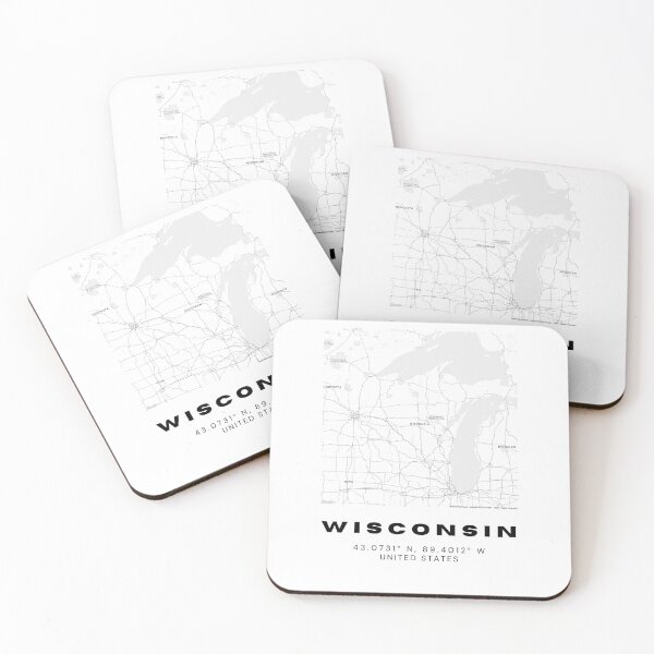 Item preview, Minimalist Wisconsin Map Art - Black and White Coordinates Design designed and sold by RM-Journey.