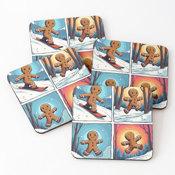 Item preview, GINGERBREAD MAN DOING WINTER HIKING SKIING OUTDOOR ACTIVITIES designed and sold by Arts4U.