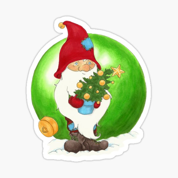 Christmas Gnome - hand-drawn orginal illustration ink drawing Sticker