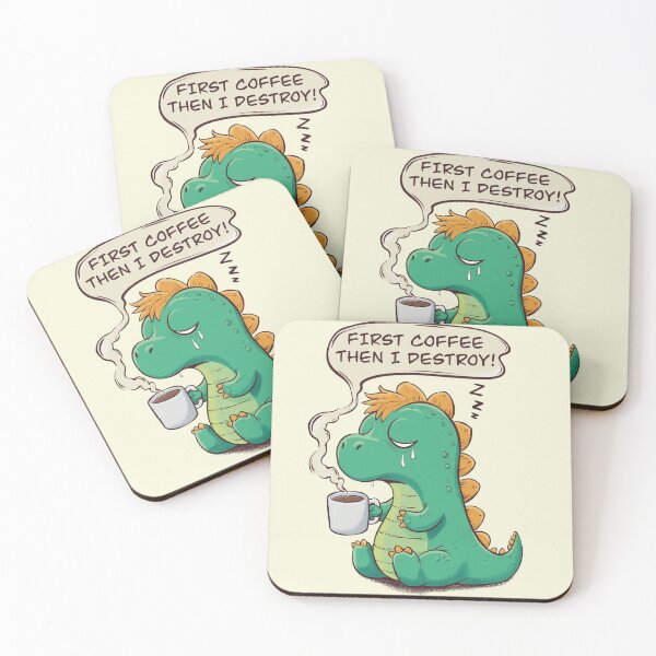Item preview, First Coffee Then I Destroy – Funny Dinosaur Coffee Lover Gift designed and sold by Animoodles.