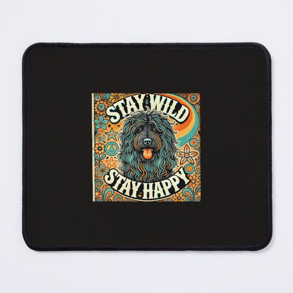Item preview, Stay Wild, Stay Happy - Retro Puli Dog Hippie Illustration designed and sold by ANIARTONLINE.