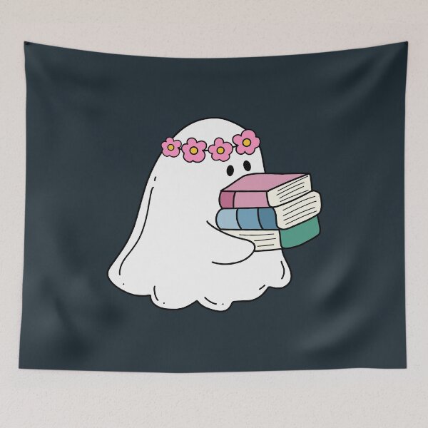 Item preview, Cute ghost with floral crown carrying books designed and sold by Neadoodles.
