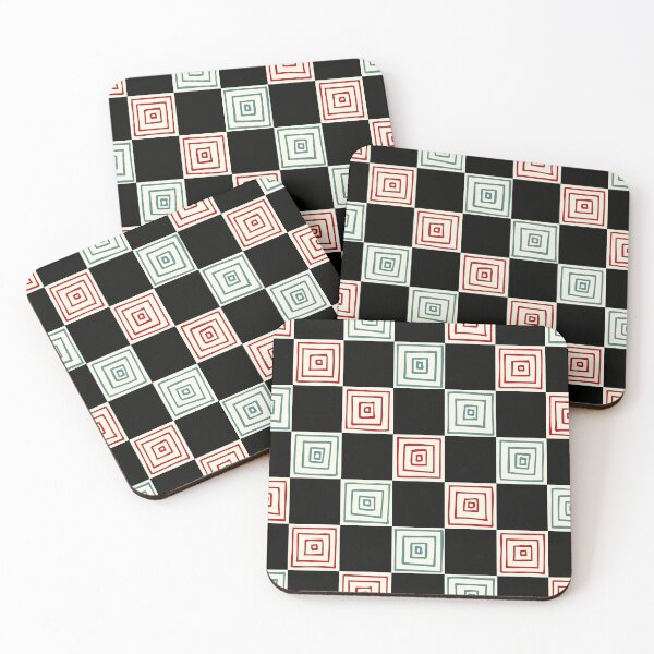 Item preview, Red and Green Concentric Squares on Black Checkerboard Pattern designed and sold by schorrnuff.