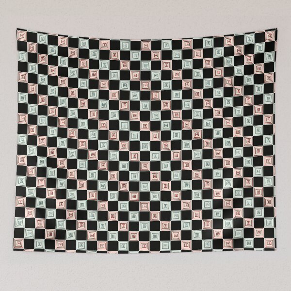 Item preview, Red and Green Concentric Squares on Black Checkerboard Pattern designed and sold by schorrnuff.