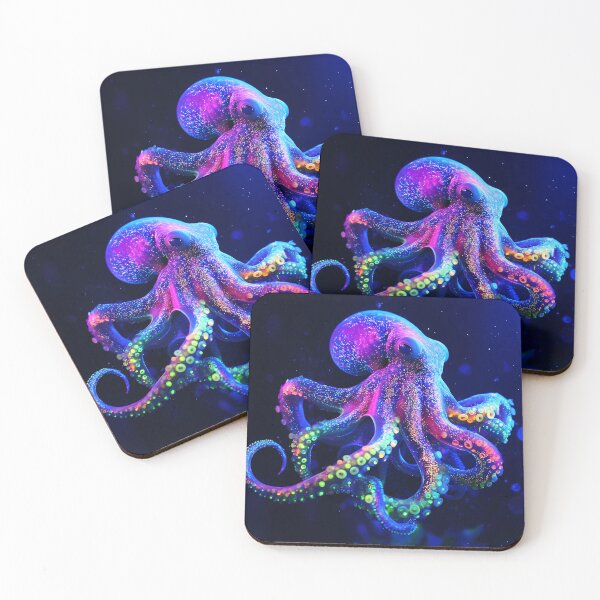 Item preview, Neon Glowing Octopus in Surreal Ocean designed and sold by PixelReverb.