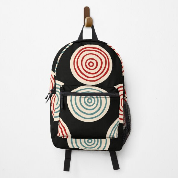 Item preview, Hand Drawn Red and Green Concentric Circles on Black Polka Dot Pattern designed and sold by schorrnuff.